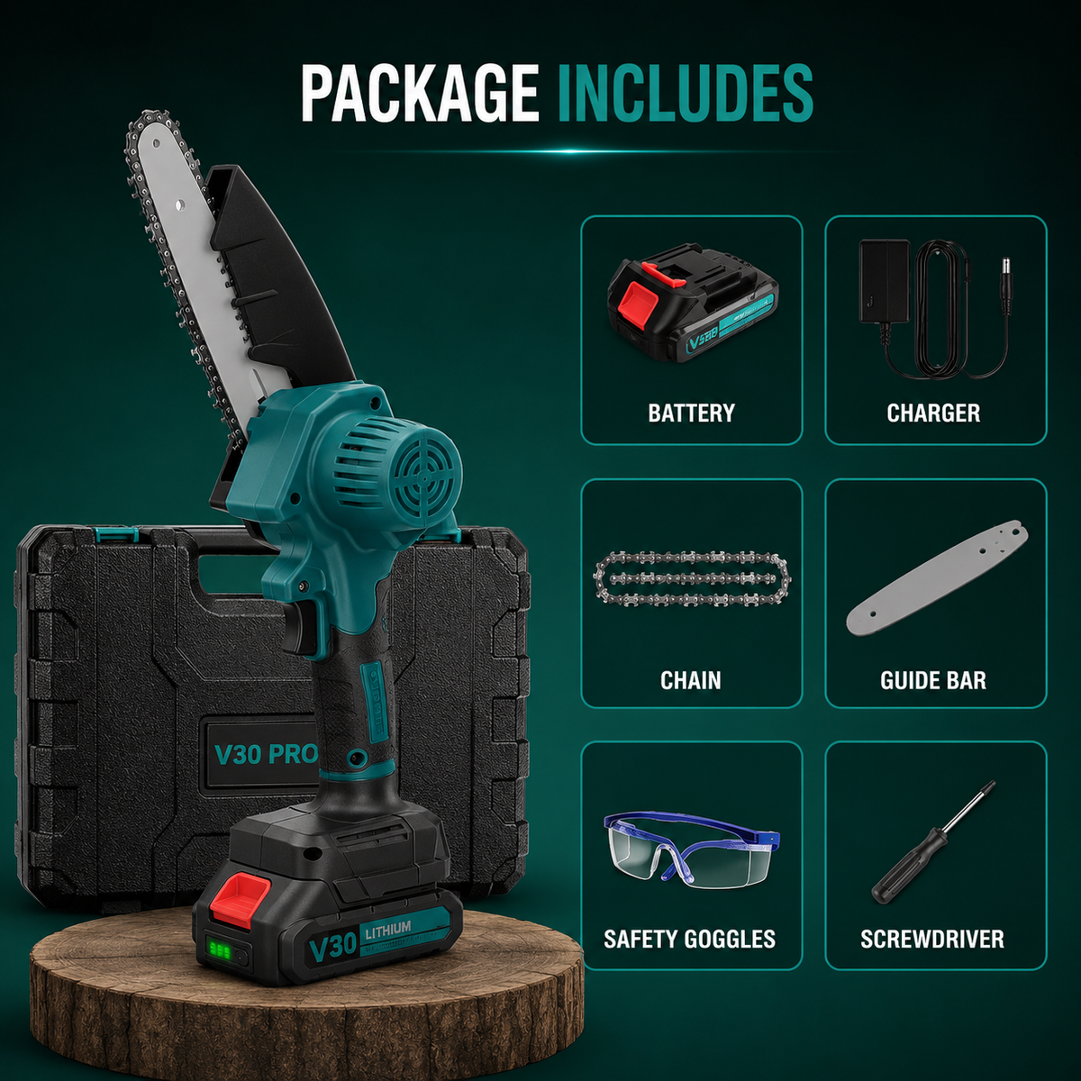 30V Portable Cordless Mini Chainsaw