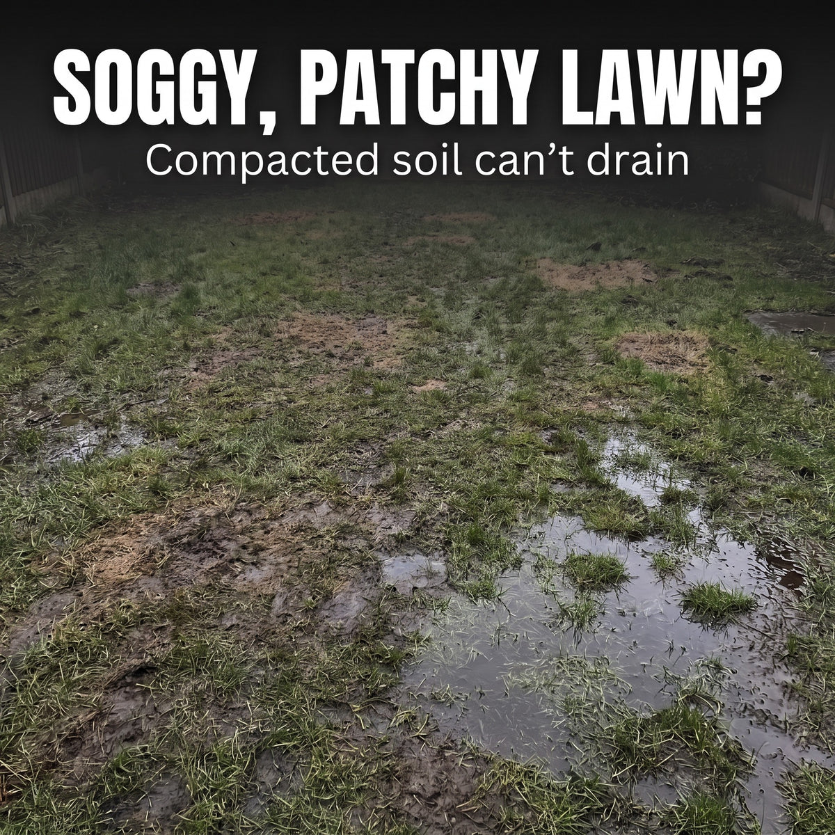 Soggy, patchy compacted lawn