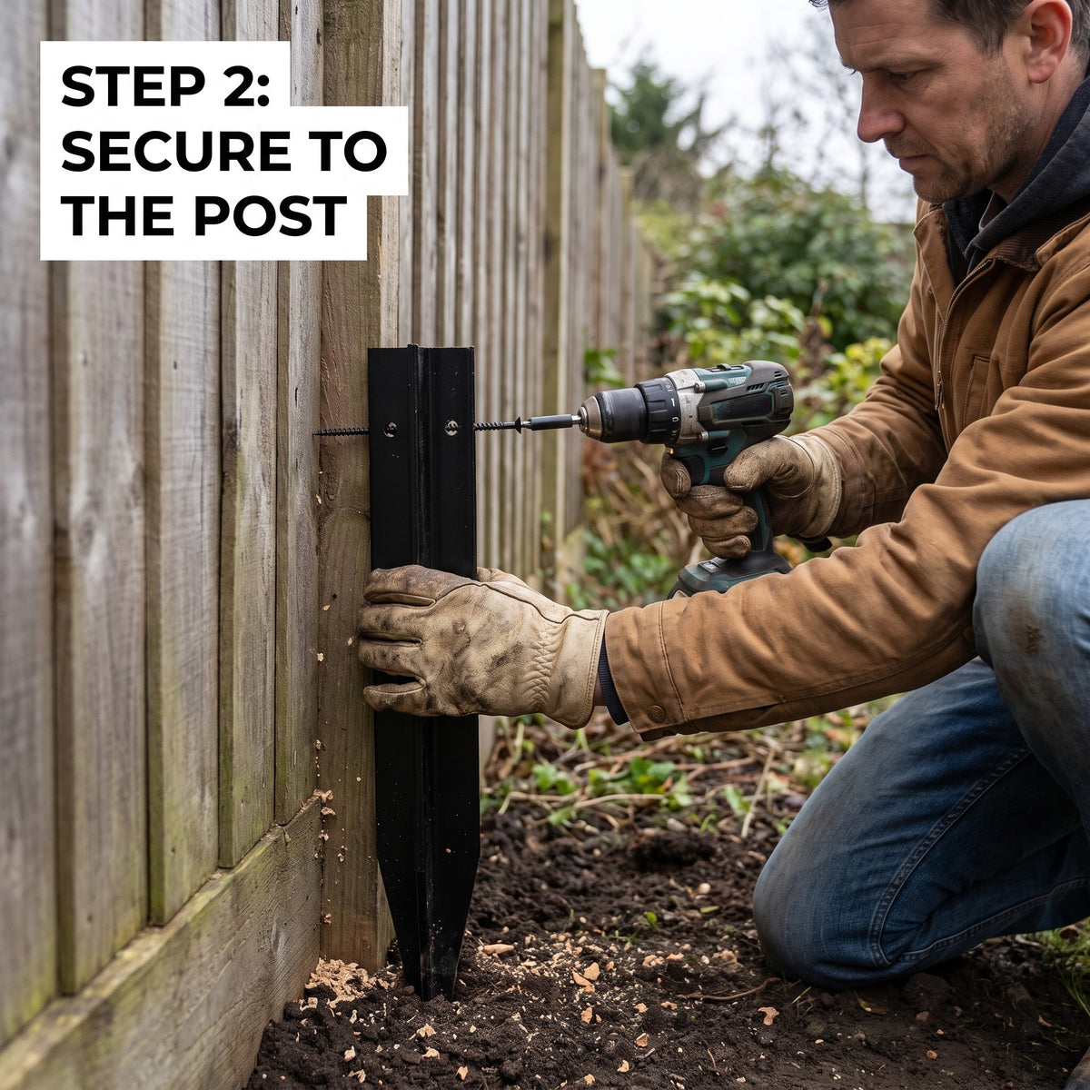 Step 2: secure the stake to the fence post