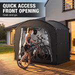 Wide front zip opening for easy bike access