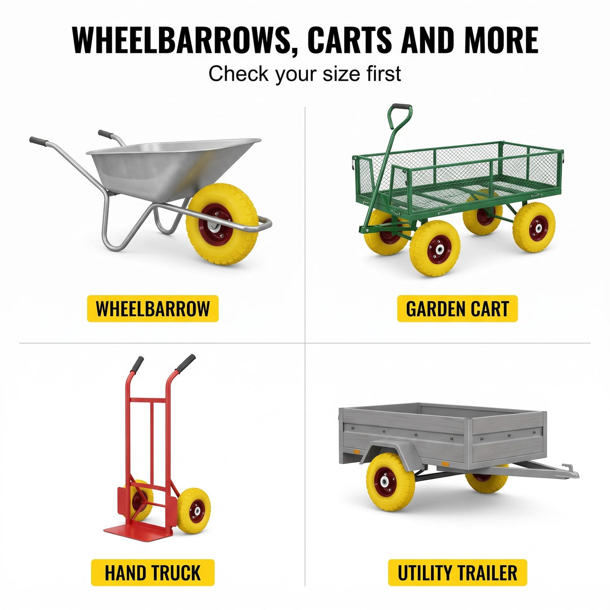 Wheelbarrows, carts and more: check your size first