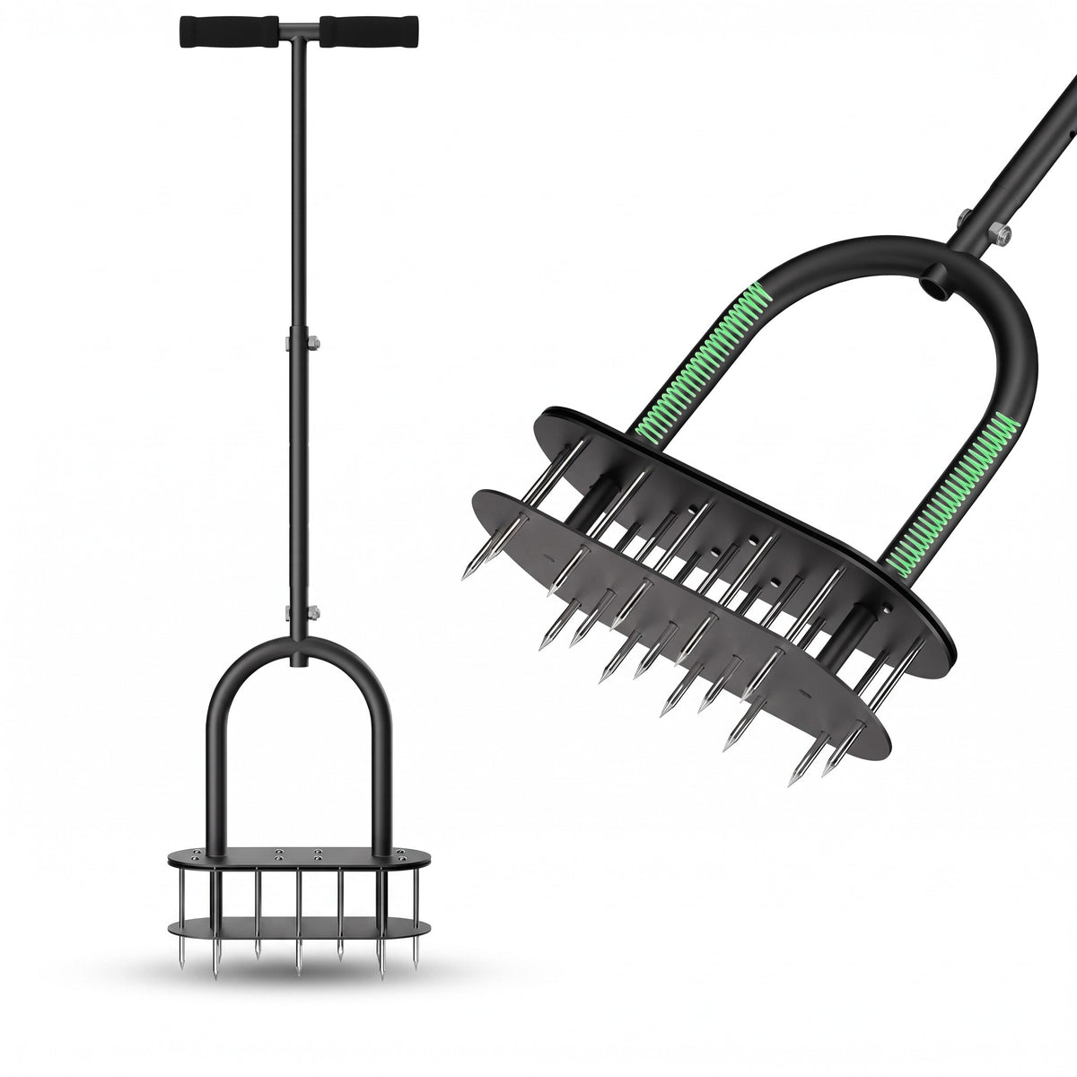 Heavy-duty manual lawn aerator on white background