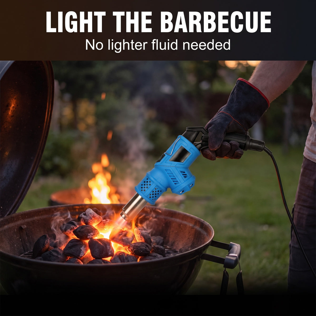 Light the barbecue with the heat gun