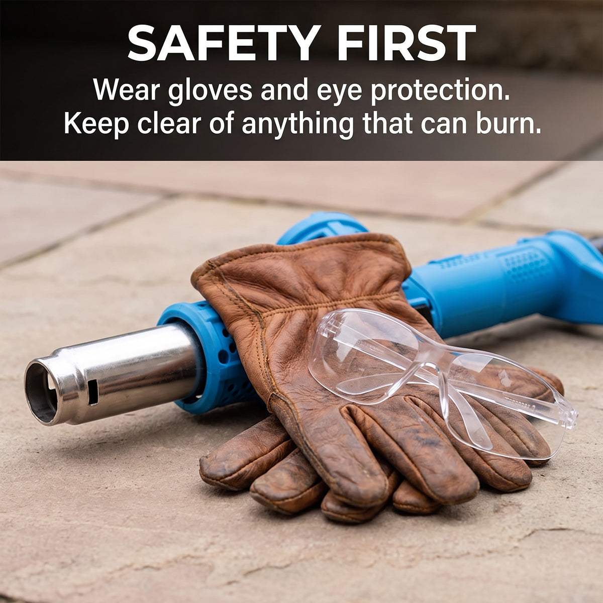 Safety first: gloves and eye protection