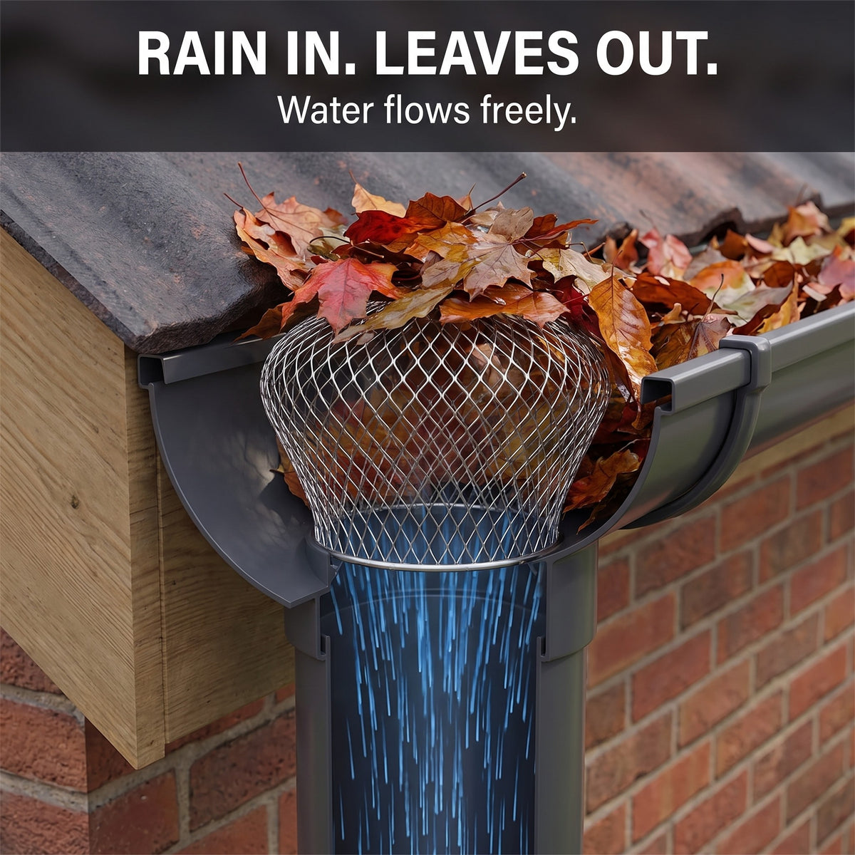 Rain in, leaves out: water flows freely
