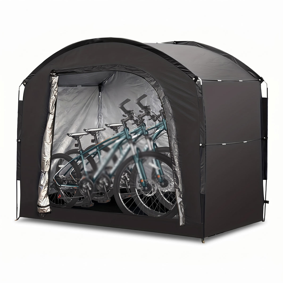 Outdoor bike storage tent on white background