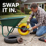 Swapping the wheel onto a wheelbarrow axle